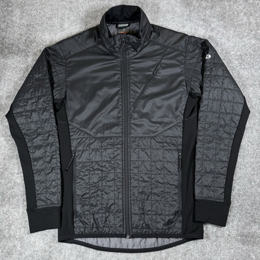 Icebreaker Jacket Men's Small Black Long Sleeve Helix Merinoloft Full Zip